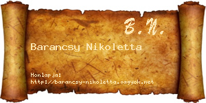 Barancsy Nikoletta névjegykártya